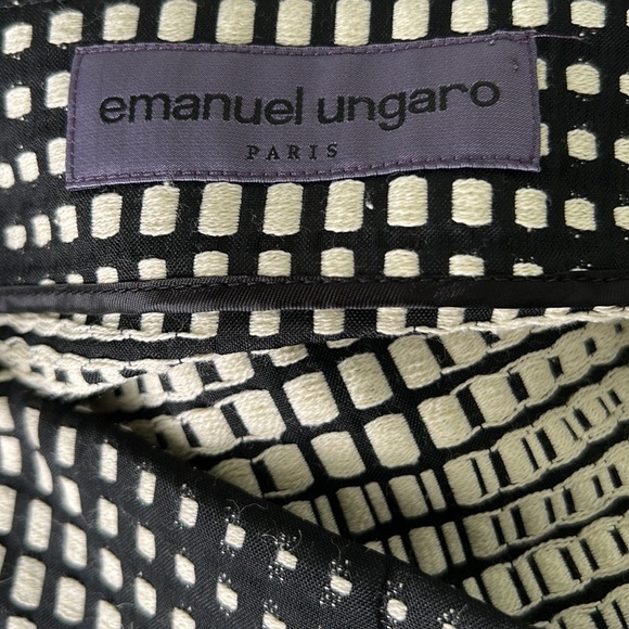 Emanuel Ungaro Paris Black & Ivory Silk Blend Woven Flounce Peplum Skirt - 4 - Picture 11 of 15